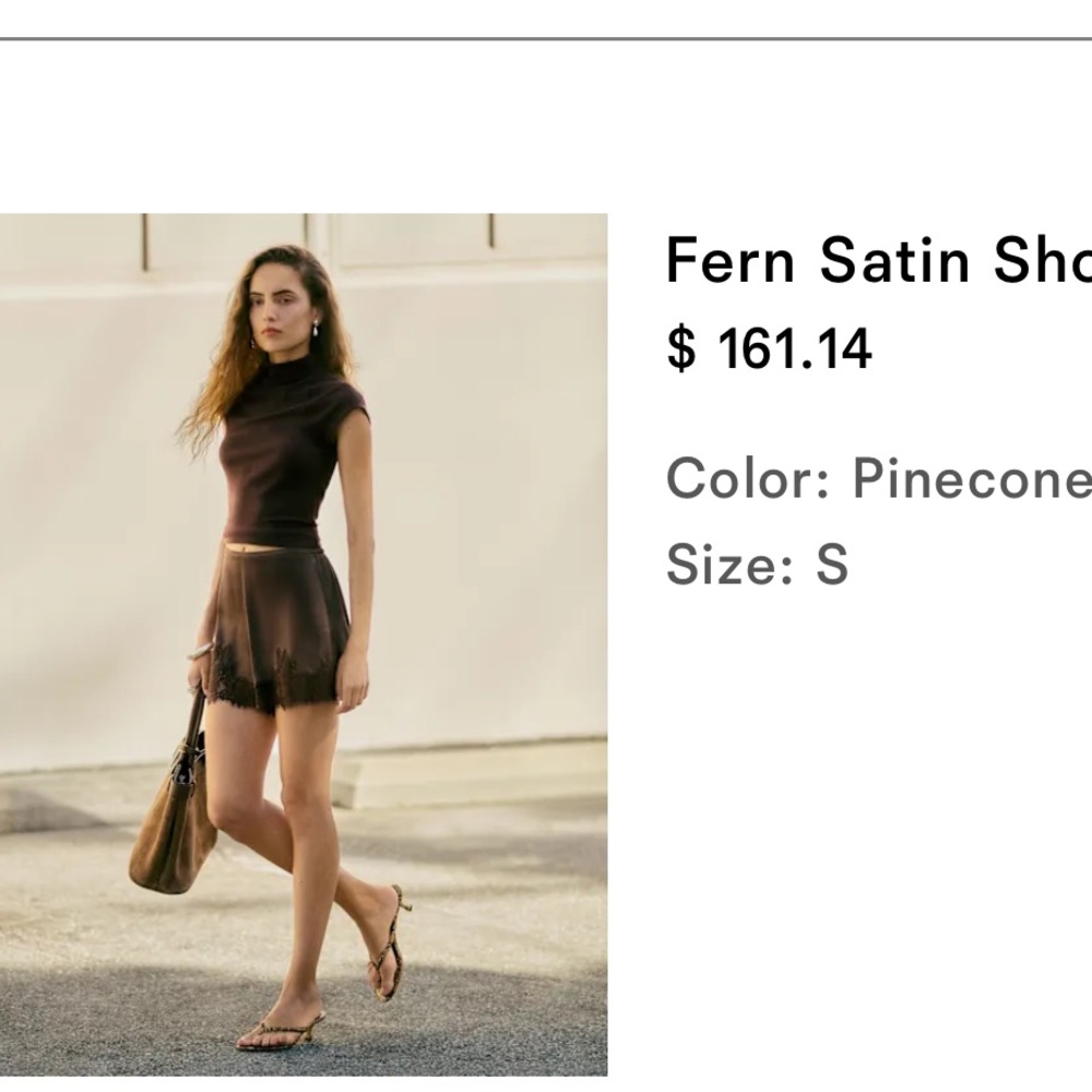Reformation Fern Satin Short Brown - Size S